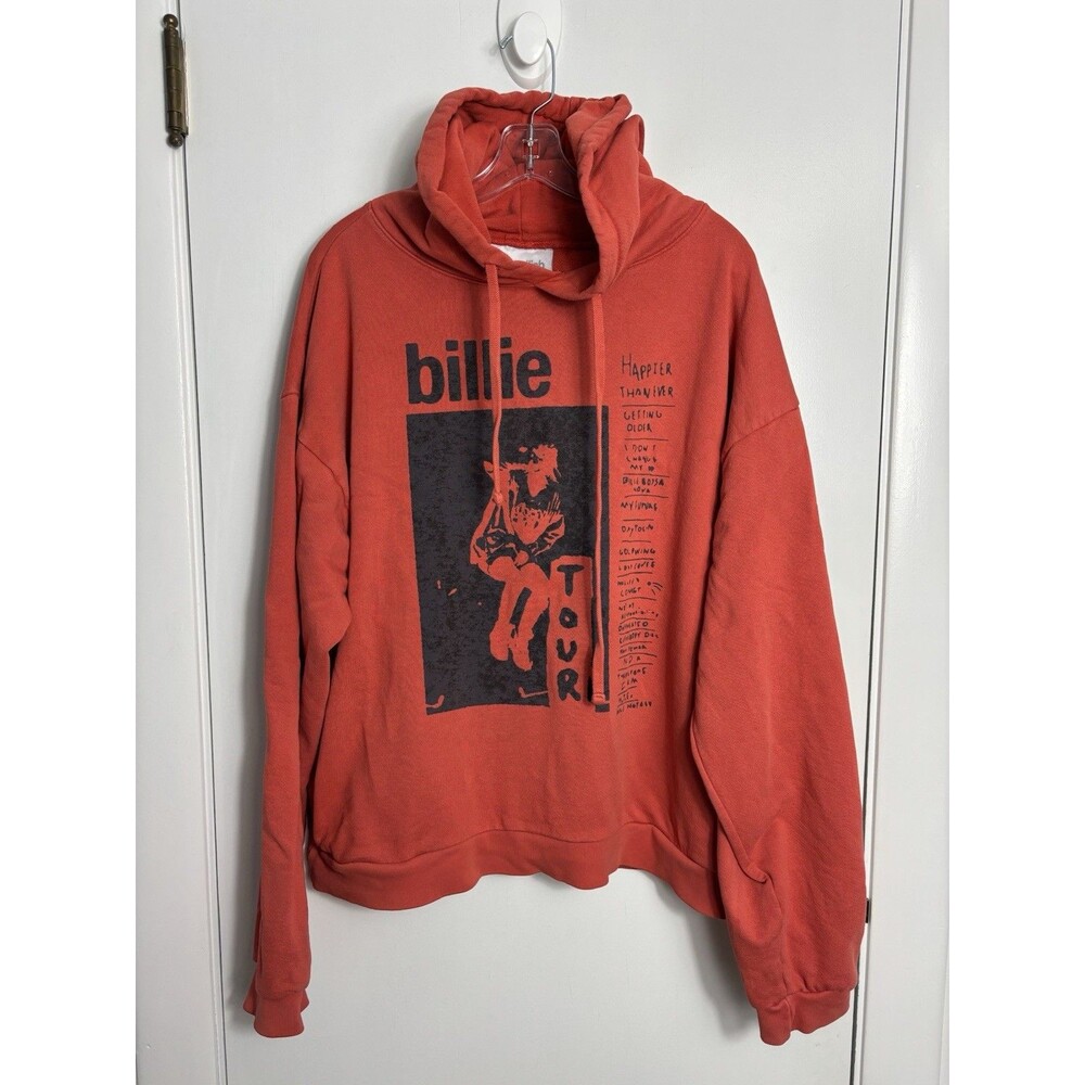 Billie Eilish 2022 Happier Than Ever Tour Hoodie Pullover Sweatshirt Orange L